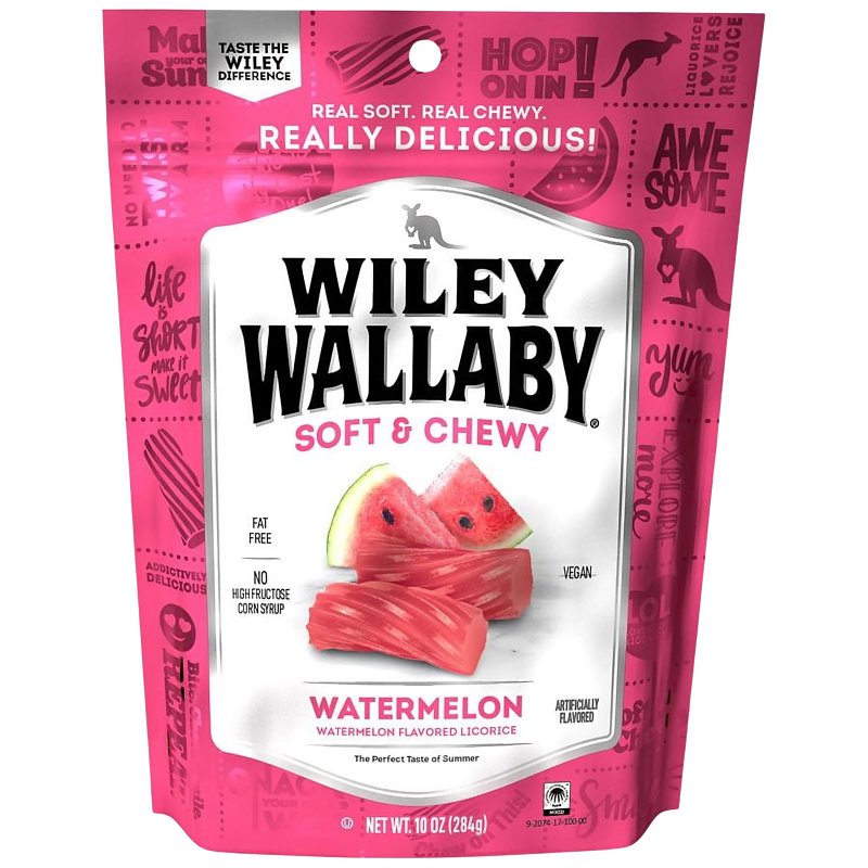 Wiley Wallaby 633457 Licorice, Chewy, Watermelon, 10 oz Bag, Pack of 10