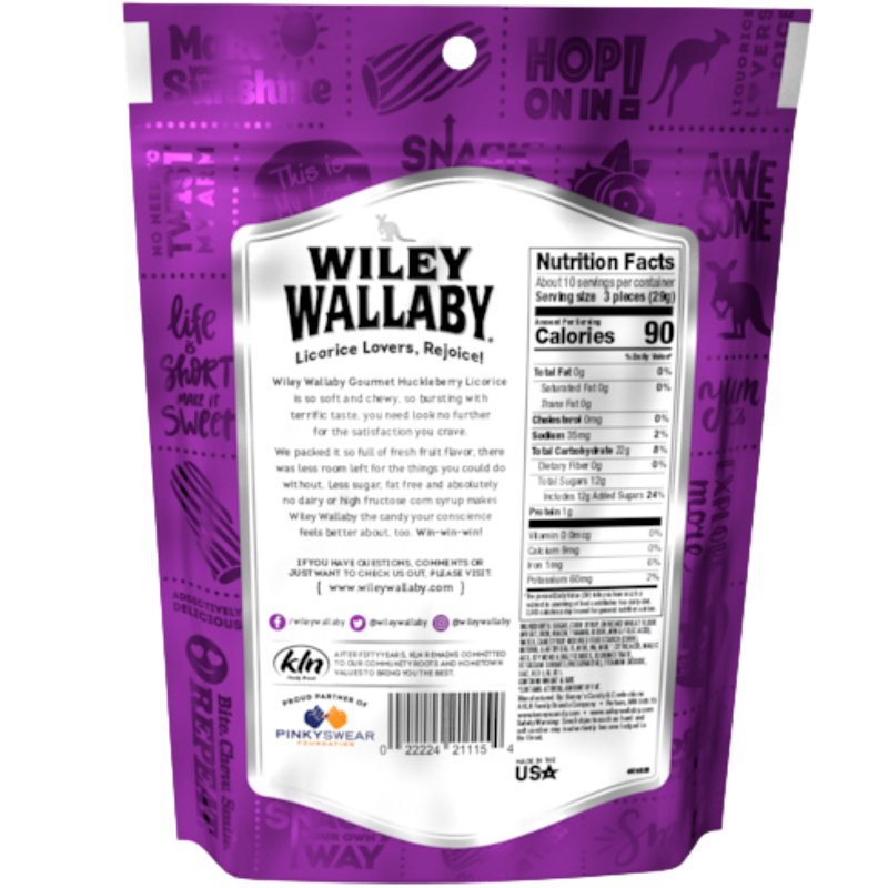 Wiley Wallaby 122025 Candy, Huckleberry Licorice, 10 oz, Pack of 10