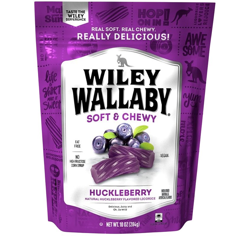Wiley Wallaby 122025 Candy, Huckleberry Licorice, 10 oz, Pack of 10