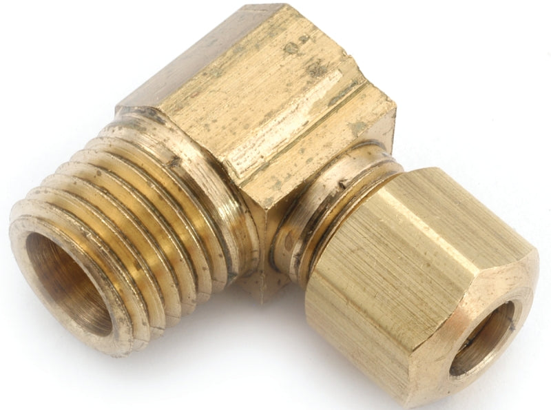 Anderson Metals 750069-0604 Tube Elbow, 3/8 x 1/4 in, Compression x MNPT, 90 deg Angle, Brass, 200 psi Pressure