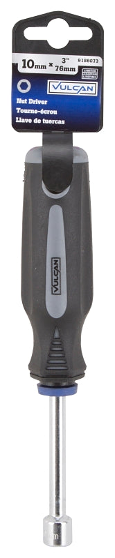 Vulcan MC-SD42 Nut Driver, 10 mm Drive, 7 in OAL, Cushion Grip Handle, Gray/Black Handle, 3 in L Shank