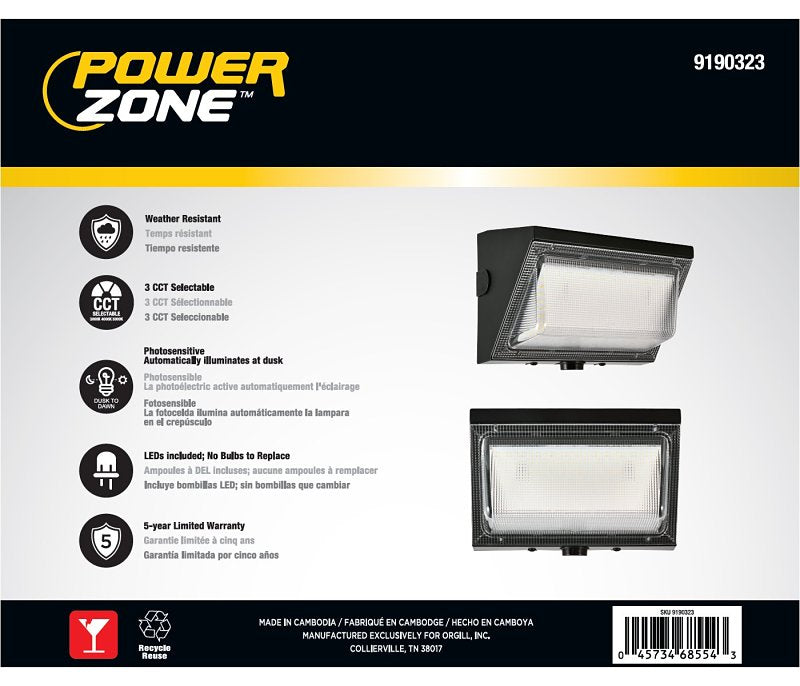 BELL LINK CL-WLS5000 Wall Pack, 120 V, 32 W, LED Lamp, 120 deg Beam, 5000 Lumens, 3000, 4000, 5000 K Color Temp