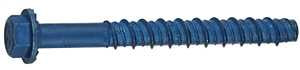 Tapcon 24193 Screw Anchor, 3 in L, Hex Drive, Steel, Metallic, 4 PK, 5/16 in Drive