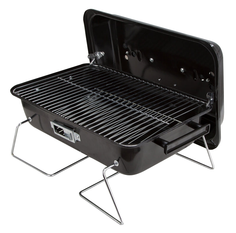 Omaha YS1082 Portable Charcoal Grill, 2-Grate, 168 sq-in Primary Cooking Surface, Black, Steel Body