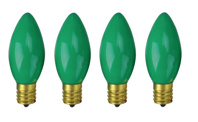 Santas Forest 27985 Filament Bulb, C9 Lamp Base, Green, Pack of 25
