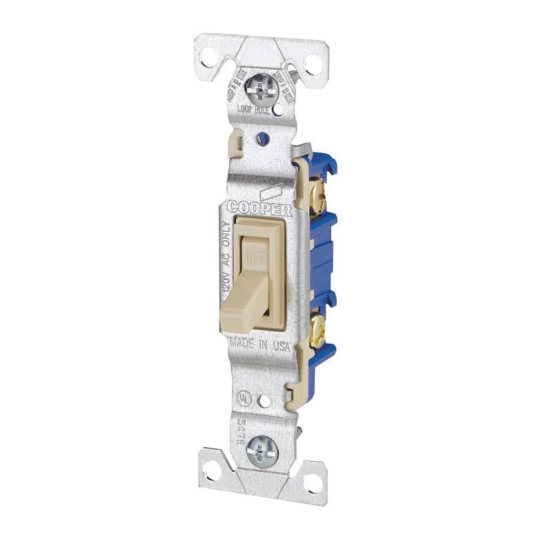 Eaton Wiring Devices 1301V Toggle Switch, 120 V, Wall Mounting, Polycarbonate, Ivory, Pack of 10