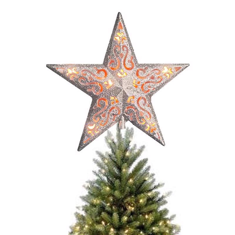 Celebrations Incandescent Assorted Glitter Star Tree Topper 9.75 in., Pack of 6