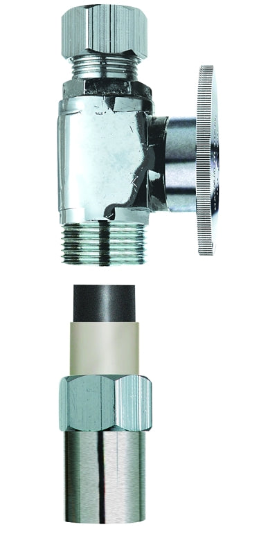 Plumb Pak PP32-2PCLF Straight Transition Valve, 1/2 x 3/8 in Connection, CPVC x Tube, CPVC Body