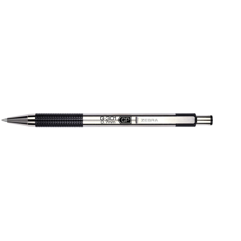 Zebra G-301 Black Retractable Gel Pen 1 pk, Pack of 6
