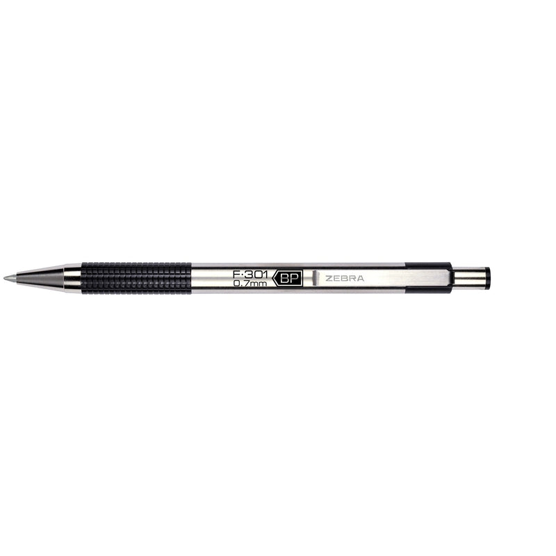 Zebra F-301 Black Retractable Ball Point Pen 1 pk, Pack of 12