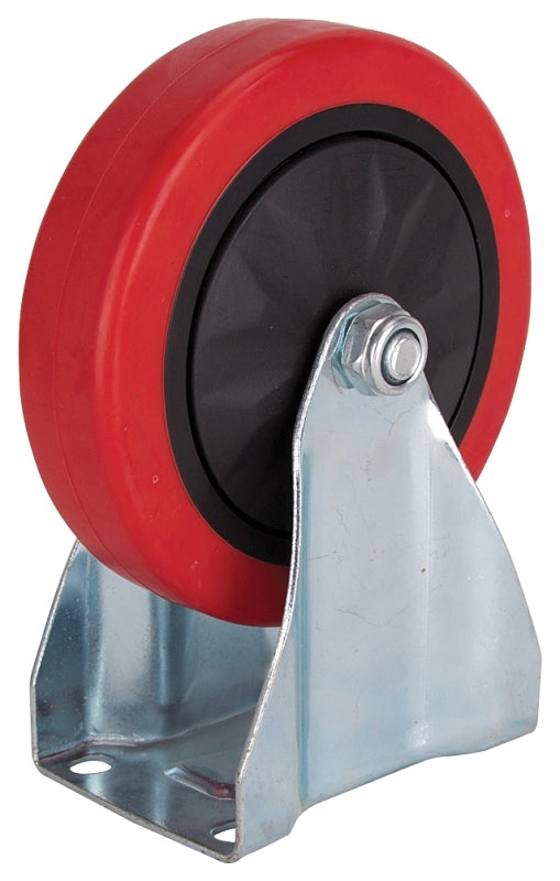 ProSource JC-382-G Rigid Caster, 5 in Dia Wheel, 30 mm W Wheel, Polyurethane Wheel, Red, 275 lb, Steel Housing Material