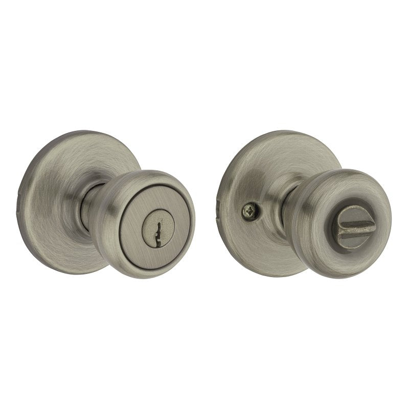 Kwikset 400T 5 6AL RCS K3 Entry Knob, Knob Handle, Antique Brass, Zinc, K3, KW1 Keyway, Residential, 3 Grade