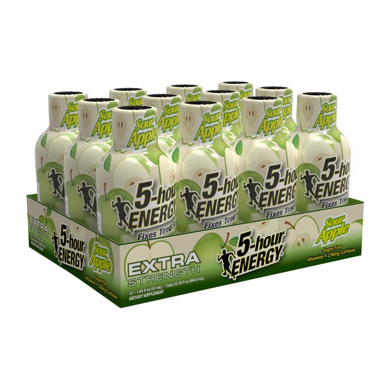 5-hour Energy Extra Strength Sugar Free Sour Apple Energy Shot 1.93 oz, Pack of 12