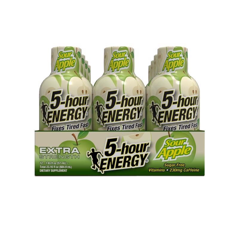 5-hour Energy Extra Strength Sugar Free Sour Apple Energy Shot 1.93 oz, Pack of 12