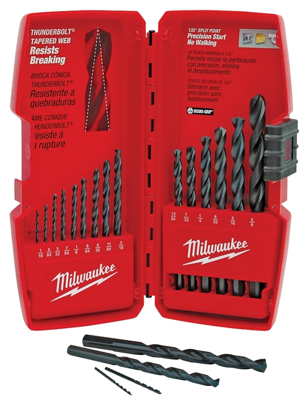 Milwaukee Thunderbolt 48-89-2803 Drill Bit Set, 15-Piece, Steel, Black Oxide