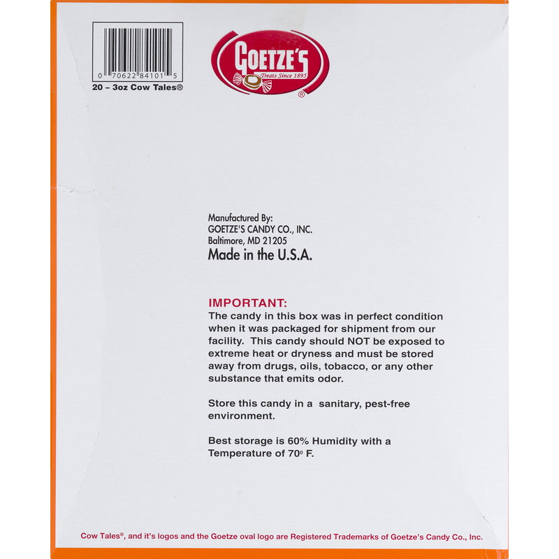 Goetze's Candy Cow Tales Caramel Cream Caramels 3 oz, Pack of 20