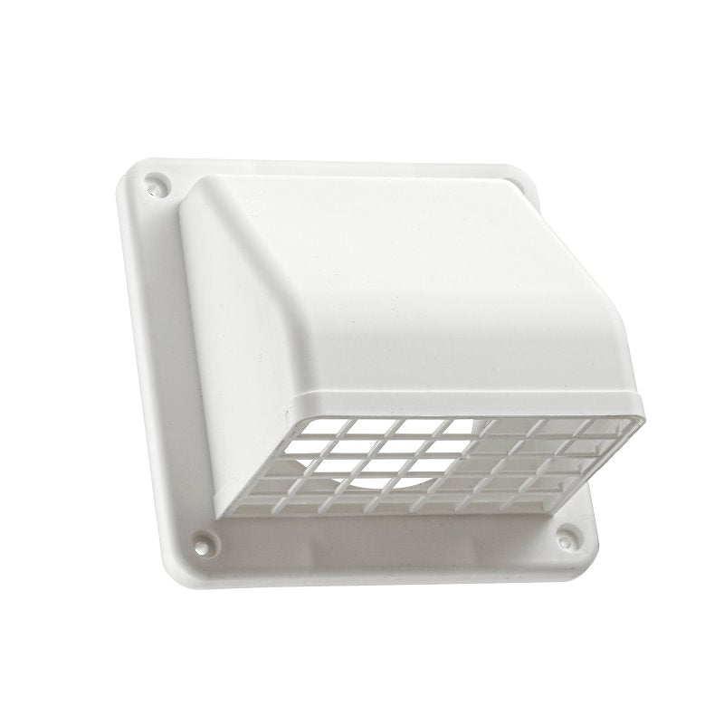 Lambro 1471W Hood Vent, 4 in Duct, Plastic Hood, White Hood