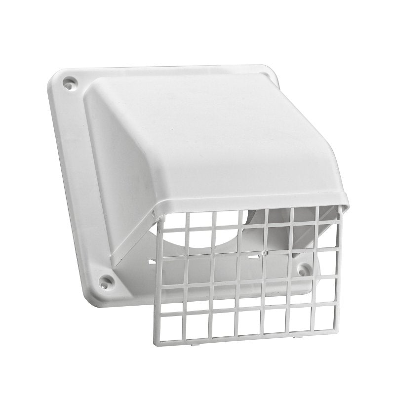 Lambro 1471W Hood Vent, 4 in Duct, Plastic Hood, White Hood