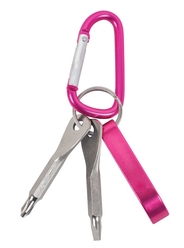 Home Plus Aluminum Pink Carabiner Key Chain, Pack of 12