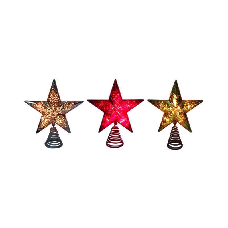 Celebrations Incandescent Assorted Mercury Star Tree Topper 10 in., Pack of 6