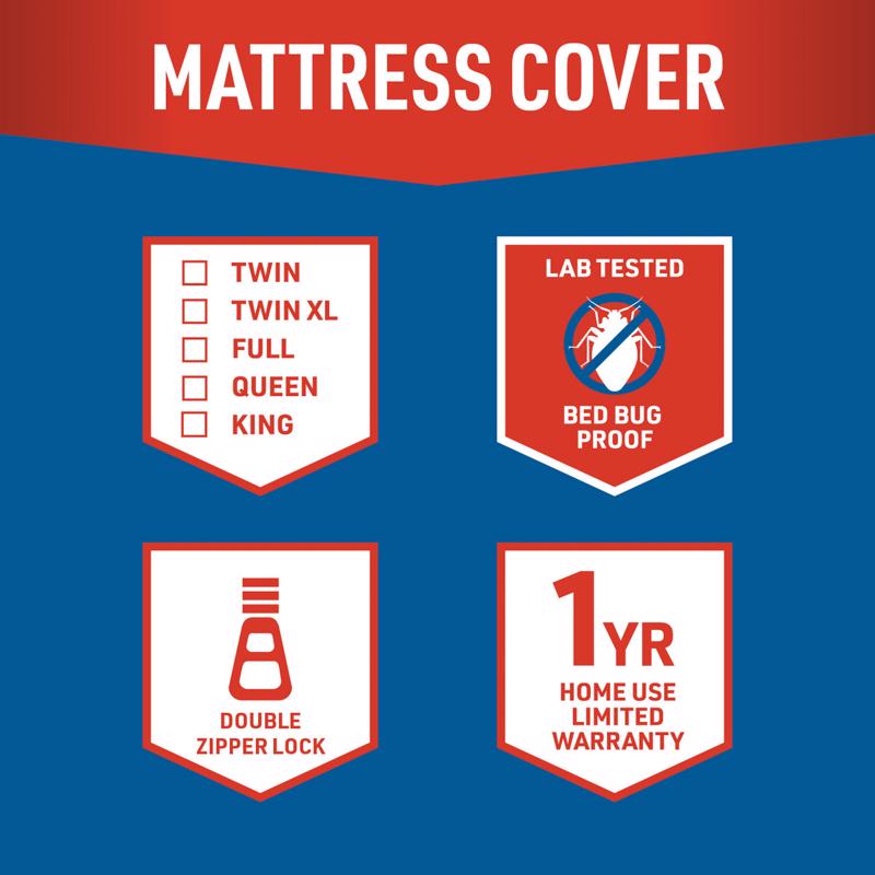 JT Eaton Lock-Up Queen White Stretch-Knit Polyester Mattress Encasement Cover