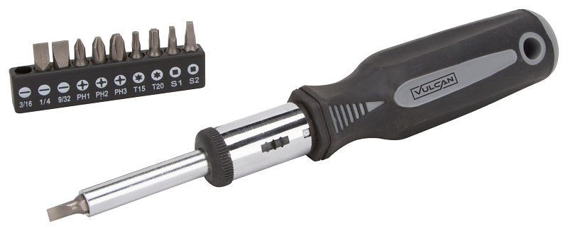 Vulcan SDZ-0320 Ratchet Screwdriver, 7-7/8 in OAL, Polypropylene/Thermoplastic Rubber Handle, Magnetic