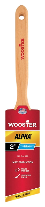 Wooster Alpha 4231-2 Paint Brush, 2 in W, 2-11/16 in L Bristle, Synthetic Fabric Bristle, Angular Handle