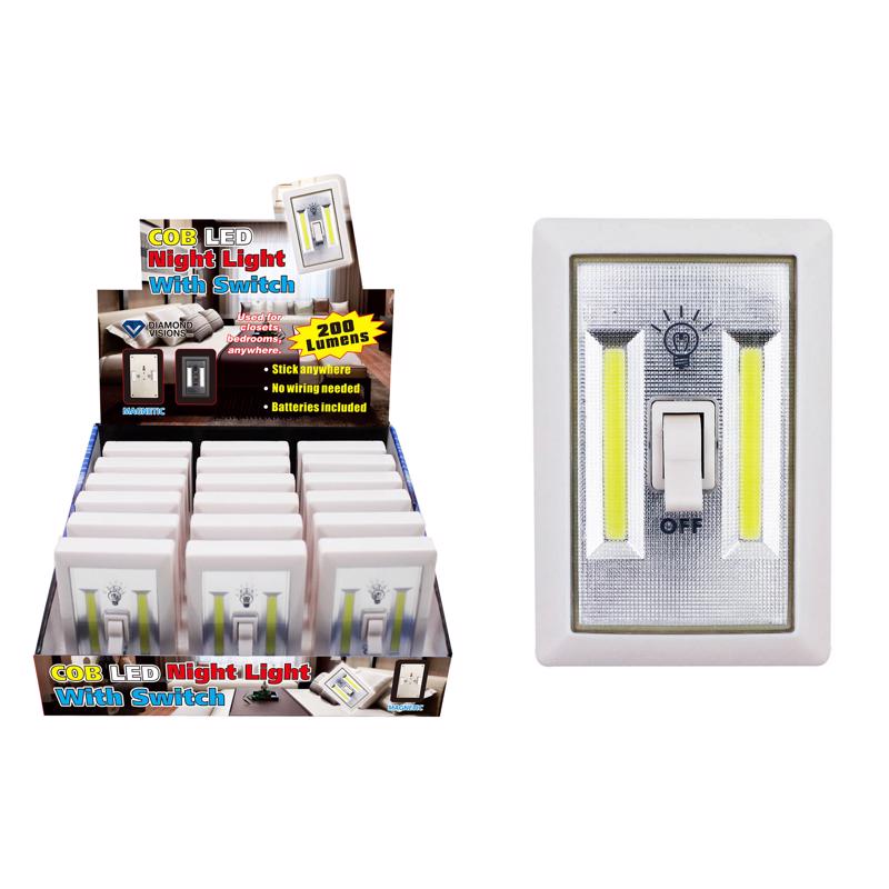 Diamond Visions Automatic/Manual LED Night Light w/ Switch, Pack of 18
