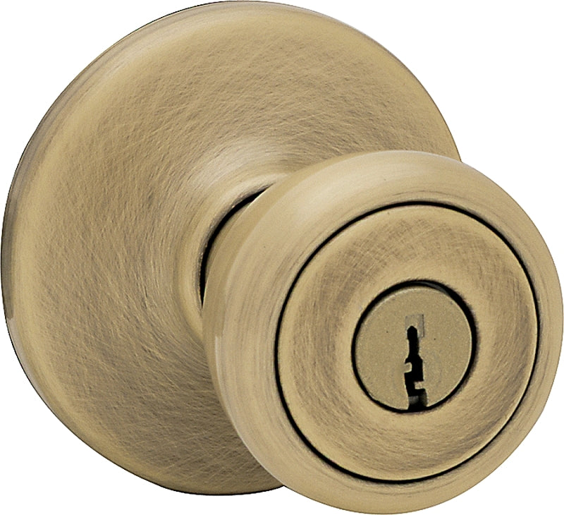 Kwikset 400T 5CPK6 Entry Knob, Knob Handle, Antique Brass, K6 Keyway, 3 Grade