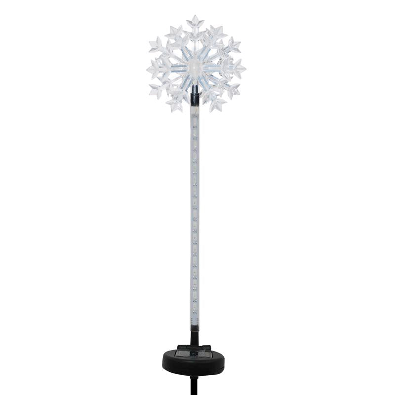 Alpine LED Solar Snowflake Garden Stake 33 in. Pathway Decor, Pack of 12