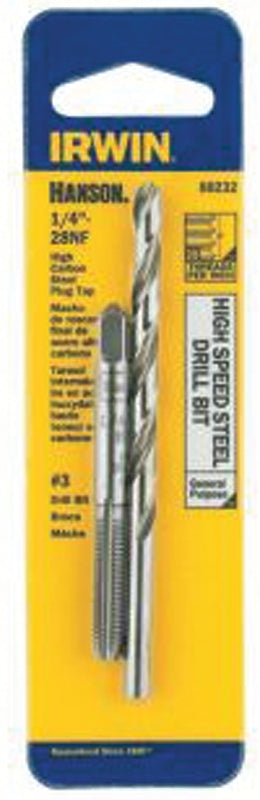 Irwin Hanson 80232 Tap and Drill Bit Set, HCS/HSS, #3 Drill Bit