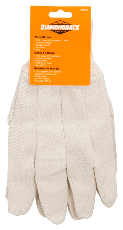 Diamondback GV-5221-3L Work Gloves, Unisex, One-Size, 10-1/4 in L, Straight Thumb, Knit Wrist Cuff, Cotton/Polyester, Pack of 12