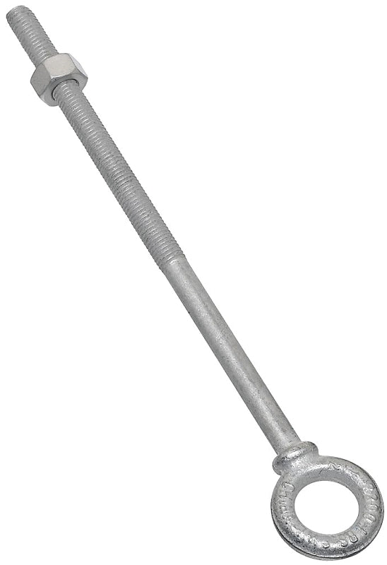 National Hardware N245-183 Eye Bolt,10 in L Shank, 1/2-13 Thread, Coarse Thread, 5-7/8 in L Thread, 1 in ID x 1-3/4 in OD Dia Eye