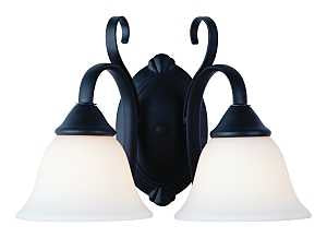 Boston Harbor F3-2W Two Light Vanity Fixture, 120 V, 60 W, A19 or CFL Lamp, Steel Fixture, Matte Black Fixture