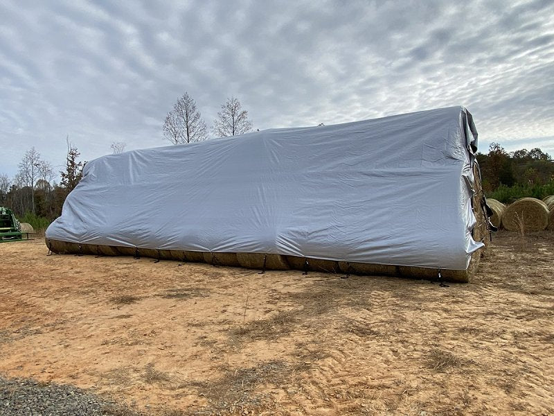 Dize Weathermaster HD3348 Hay Bale Cover, 33 ft L, 48 ft W, Polyethylene, Black/Silver