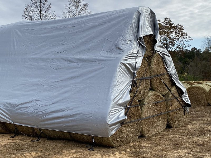 Dize Weathermaster HD3348 Hay Bale Cover, 33 ft L, 48 ft W, Polyethylene, Black/Silver