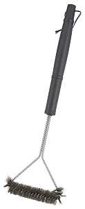 Omaha BBQ-37143 Wide Head Grill Brush, 6-3/4 in W Brush, Stainless Steel Bristle, Plastic Handle, 18 in L