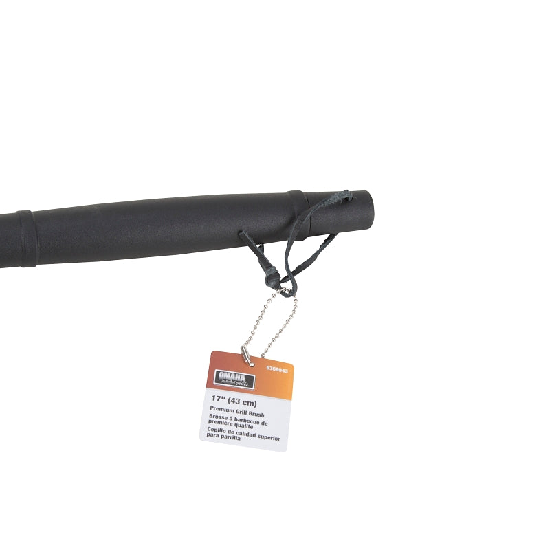 Omaha BBQ-37140 Premium Grill Brush, 6 in L Brush, 3 in W Brush, Stainless Steel Bristle, Plastic Handle, 17 in L