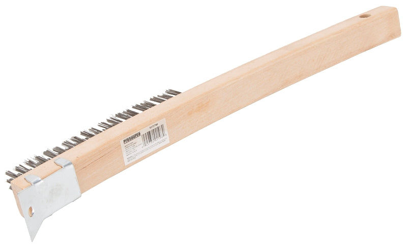 ProSource WB01319S Wire Brush with Scraper, 5-7/8 in L Brush, 5/8 in W Brush, Metallic Bristle, 1-1/2 in L Trim