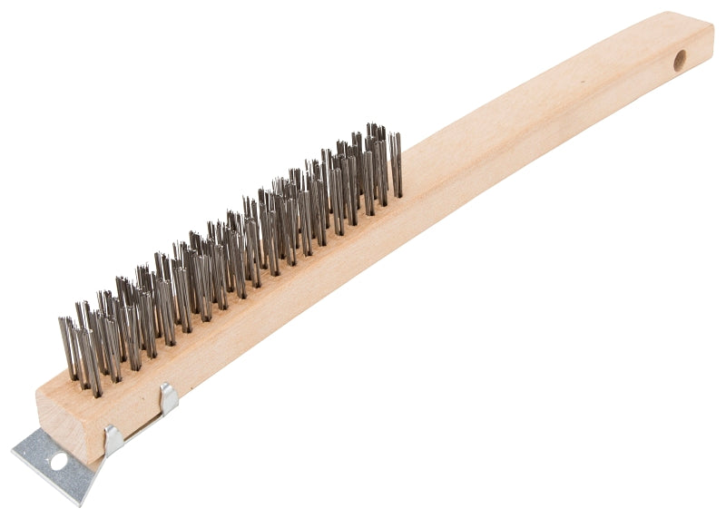 ProSource WB01319S Wire Brush with Scraper, 5-7/8 in L Brush, 5/8 in W Brush, Metallic Bristle, 1-1/2 in L Trim