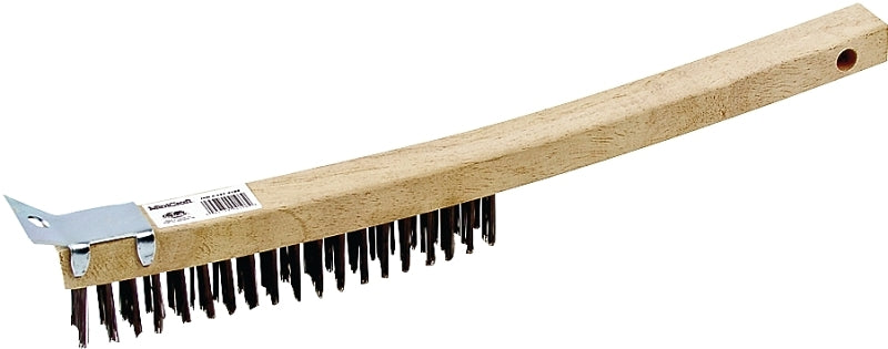 ProSource WB01319S Wire Brush with Scraper, 5-7/8 in L Brush, 5/8 in W Brush, Metallic Bristle, 1-1/2 in L Trim