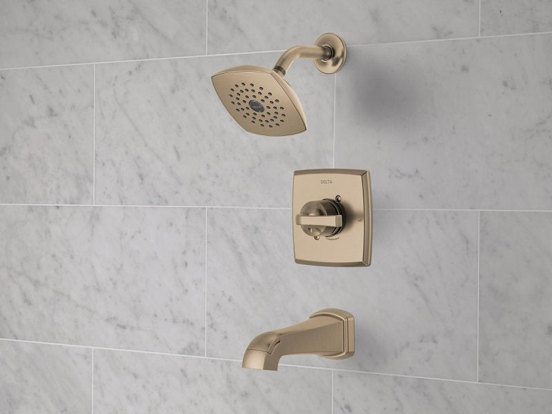 Delta Monitor 14, Knoxville Series 144854-CZ Tub and Shower Faucet, 1-Function Showerhead, 1.75 gpm Showerhead, Brass