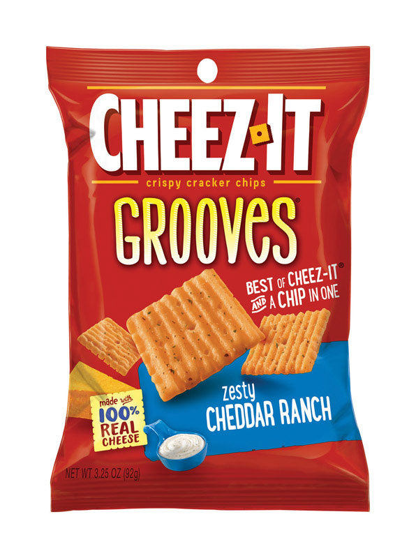Cheez-It Grooves Zesty Cheddar Ranch Crackers 3.25 oz Pegged, Pack of 6