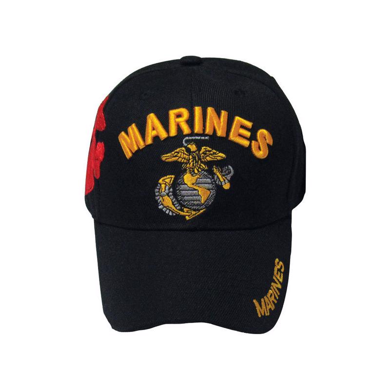 JWM U.S. Marines Logo Baseball Cap Black One Size Fits All, Pack of 6