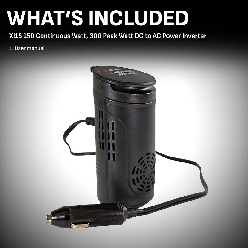 Schumacher XI15 Power Converter, 10/15 VDC Input, 110/125 VAC Output, 150 W, 0.3 to 15 A, Black
