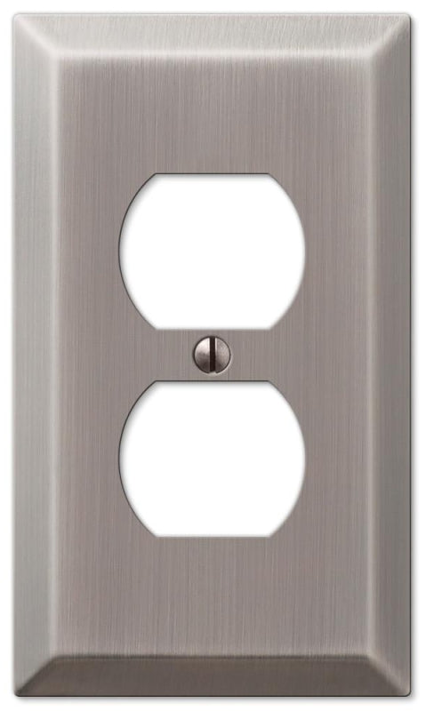 Amerelle Century Series 163DAN Outlet Wallplate, 5 in L, 2.9 in W, 1-Gang, Steel, Antique Nickel-Plated, Screw Mounting, Pack of 4