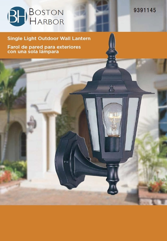 Boston Harbor AL8041-5 Outdoor Lantern, 120 V, 60 W, CFL Lamp, Aluminum Fixture, Black