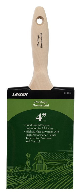 Linzer HH1760-4 Varnish/Wall Brush, 4 in W, 3-1/2 in L Bristle, Polyester Bristle