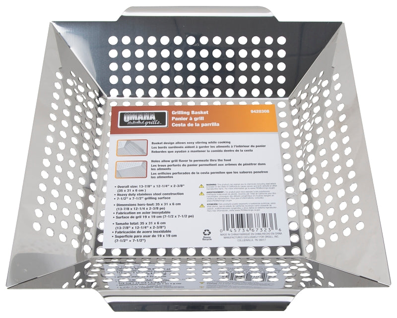 Omaha BBQ-37238 Grilling Basket, 13-7/8 in L, Stainless Steel, Pack of 6