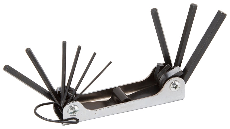 Vulcan TW-001-45M Fold-Up Hex Key Set, 9-Piece, Chrome Vanadium Steel, Black